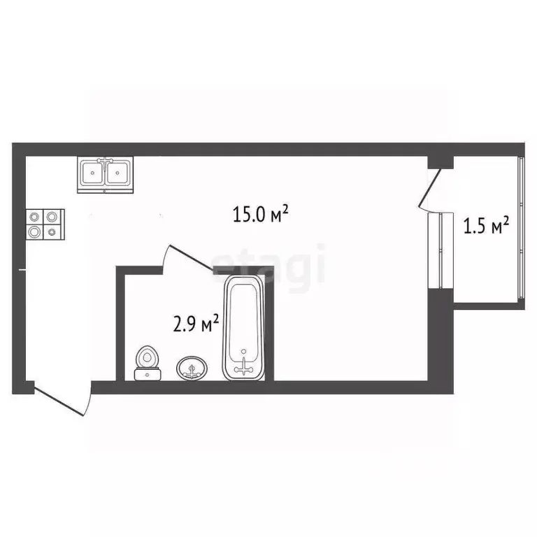 Студия Ростовская область, Ростов-на-Дону Кузнечная ул., 115 (19.4 м) - Фото 2