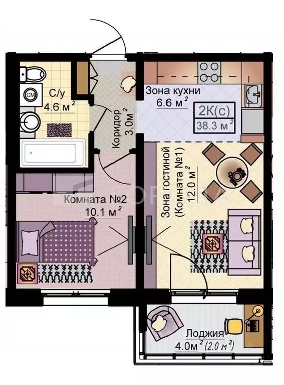 1-к кв. Алтайский край, Барнаул ул. Малахова, 34А (38.3 м) - Фото 2