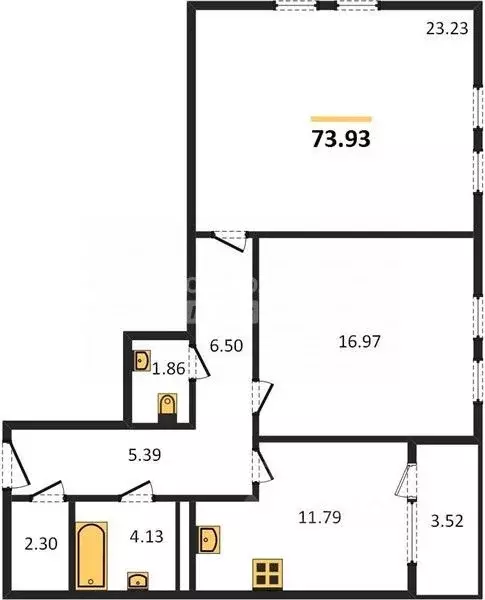 2-к кв. Воронежская область, Воронеж ул. Гаршина, 25к4 (73.93 м) - Фото 2