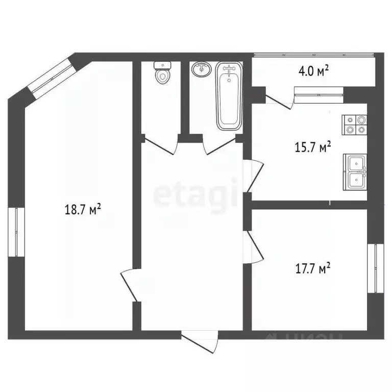 2-к кв. Ростовская область, Ростов-на-Дону ул. Бориса Слюсаря, 23с1 ... - Фото 2