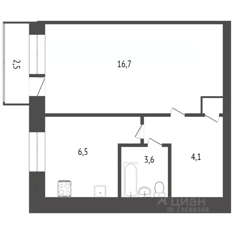 1-к кв. Хабаровский край, Комсомольск-на-Амуре ул. Васянина, 7 (30.0 ... - Фото 2