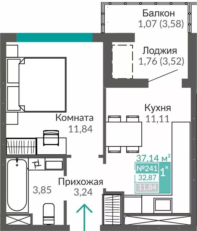 1-комнатная квартира: Симферополь, Киевский район, микрорайон Крымская ... - Фото 0