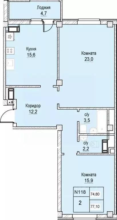 2-к кв. Нижегородская область, Нижний Новгород ул. Июльских Дней (74.8 ... - Фото 0