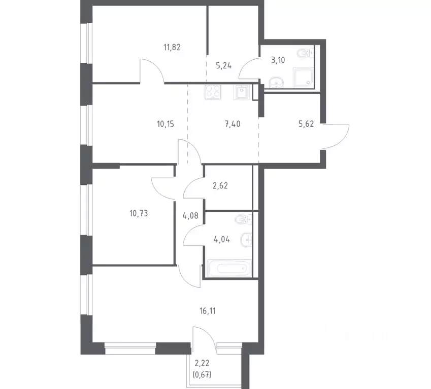 3-к кв. Приморский край, Владивосток Днепровская ул., 19 (81.58 м) - Фото 1