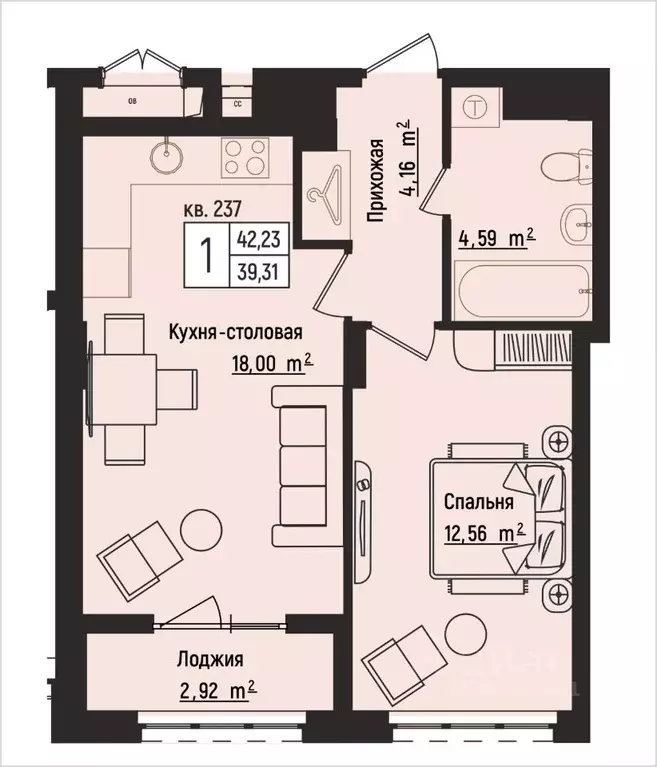 1-к кв. Нижегородская область, Нижний Новгород Литературная ул., 5 ... - Фото 1