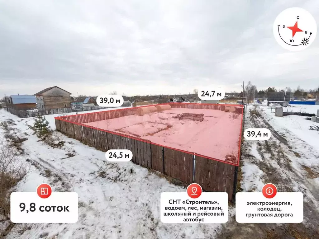 Участок в Тюменская область, Нижнетавдинский район, Строитель ТСН  ... - Фото 0