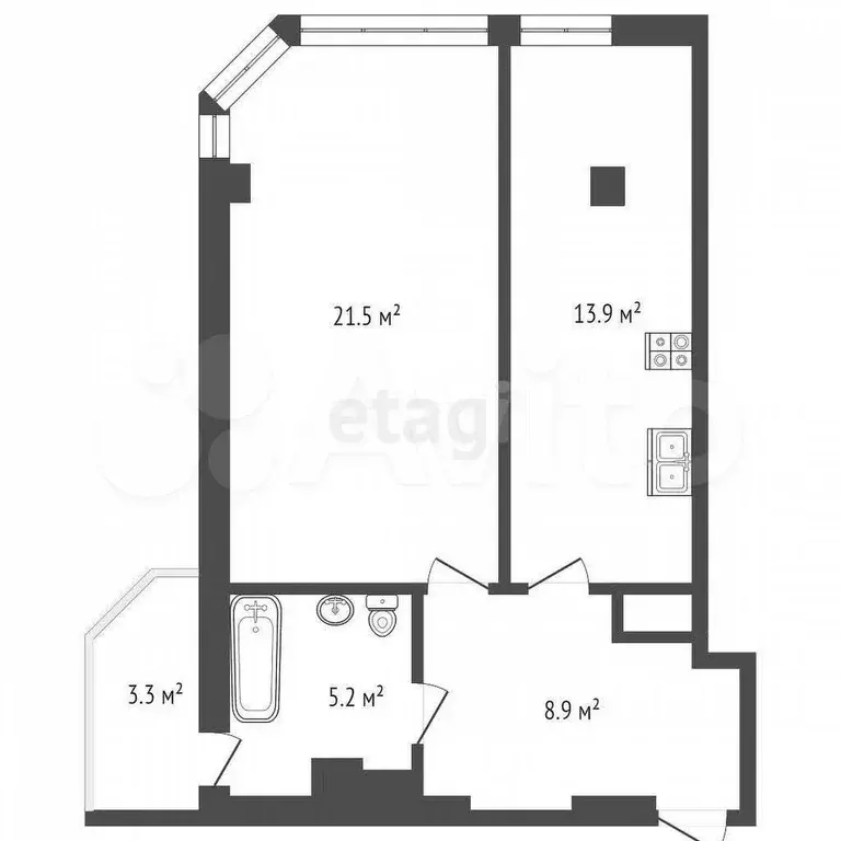 1-к. квартира, 49,5 м, 6/10 эт. - Фото 0