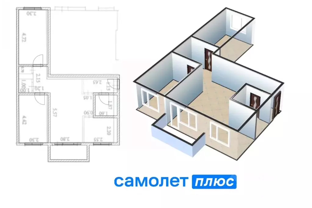 3-к кв. Кемеровская область, Кемерово просп. Ленина, 48 (54.1 м) - Фото 1