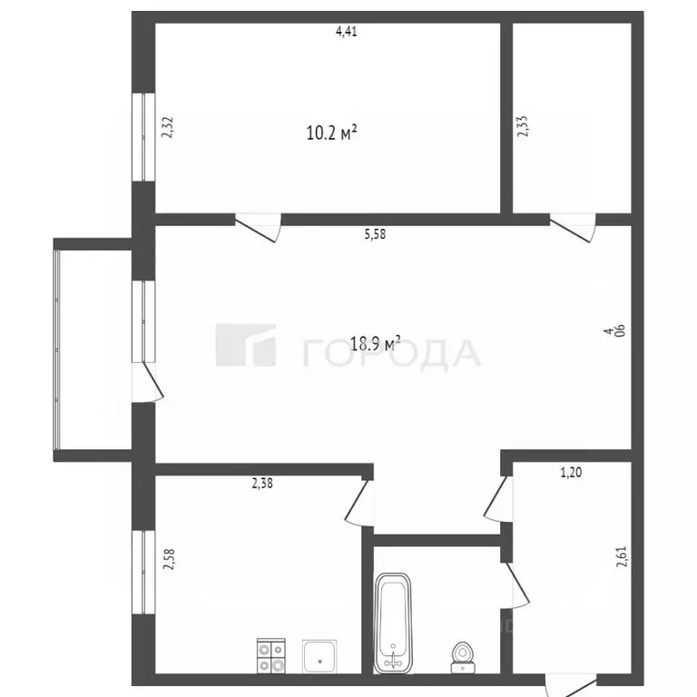 2-к кв. Кемеровская область, Новокузнецк Абашево мкр, ул. Ватутина, 8 ... - Фото 2