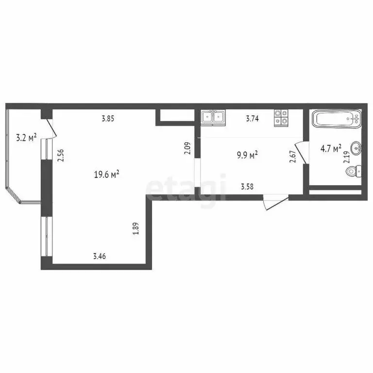 Квартира-студия: Тюмень, Стартовая улица, 1 (34.2 м) - Фото 0