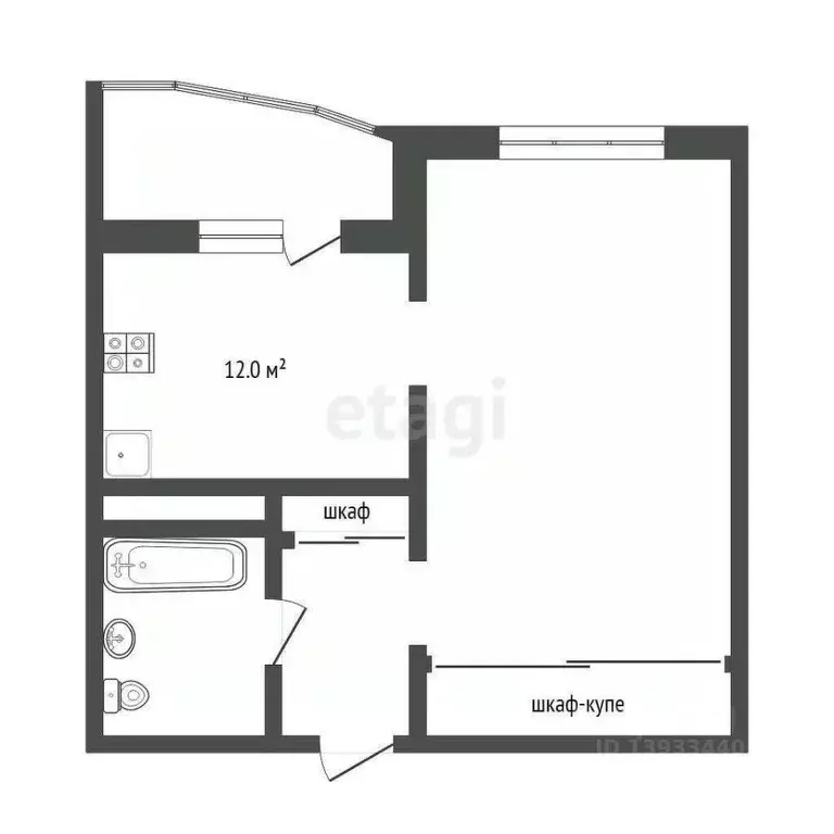 1-к кв. Тюменская область, Тюмень ул. Константина Посьета, 11к1 (41.0 ... - Фото 2