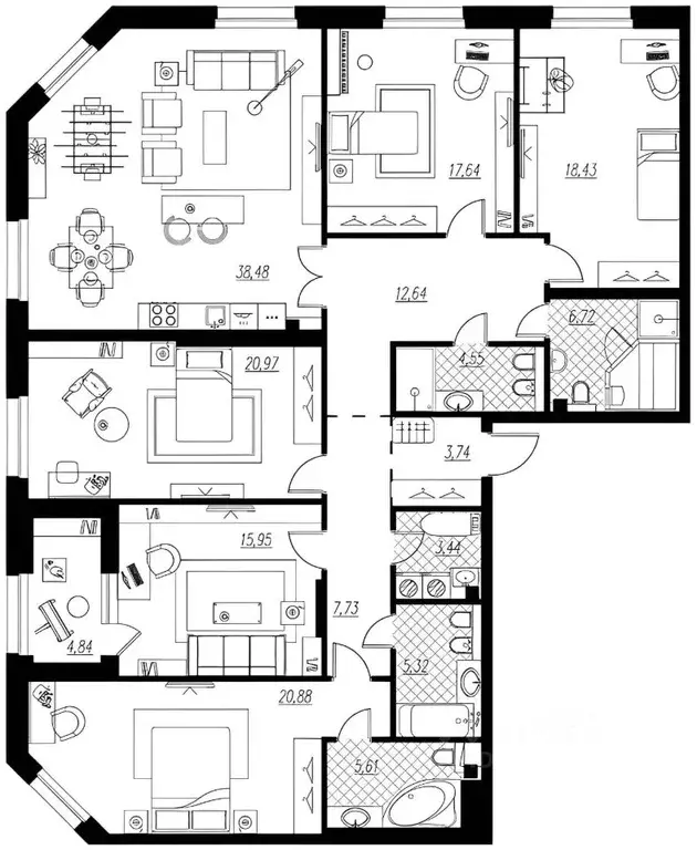 5-к кв. Санкт-Петербург проезд Петровская коса, 6к1 (186.0 м) - Фото 2