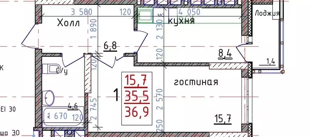 1-к кв. Башкортостан, Уфа Коммунистическая ул., 98/1 (34.8 м) - Фото 1