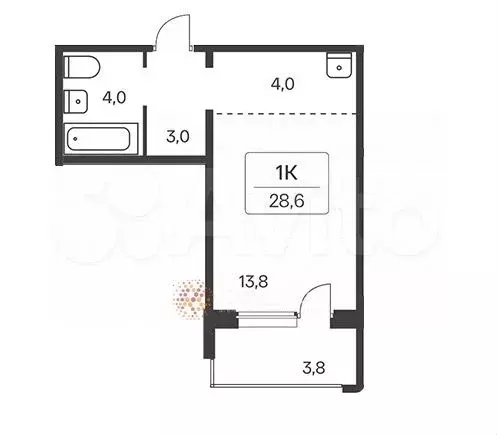 Квартира-студия, 28,6 м, 3/18 эт. - Фото 0