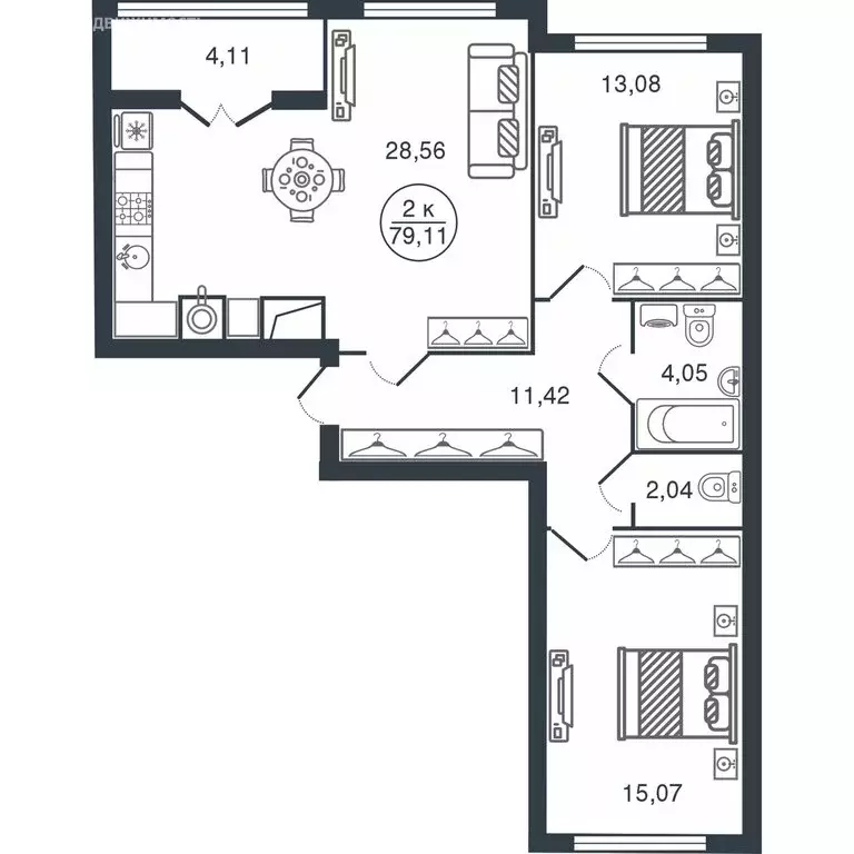 2-комнатная квартира: Тверь, Бурашевское шоссе, 60 (79.11 м) - Фото 0