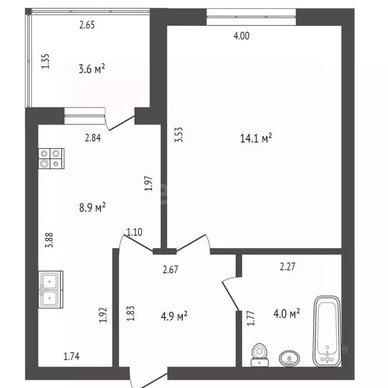 1-к кв. Башкортостан, Стерлитамак ул. Химиков, 5 (31.9 м) - Фото 2