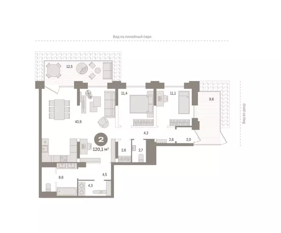 2-комнатная квартира: Тюмень, Краснооктябрьская улица, 4к1 (120.1 м) - Фото 1