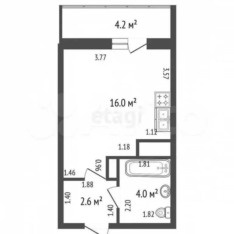Квартира-студия, 24,1 м, 11/17 эт. - Фото 0