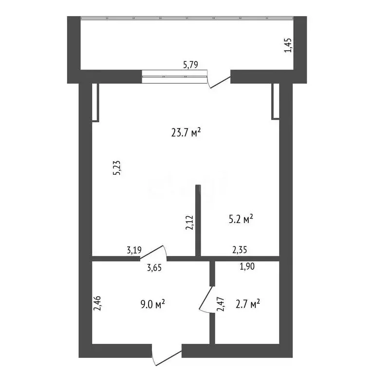 Квартира-студия: Благовещенск, Студенческая улица, 21 (42.6 м) - Фото 1