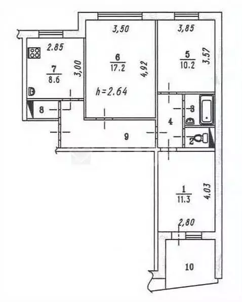 3-к кв. Омская область, Омск ул. 70 лет Октября, 18 (63.6 м) - Фото 2