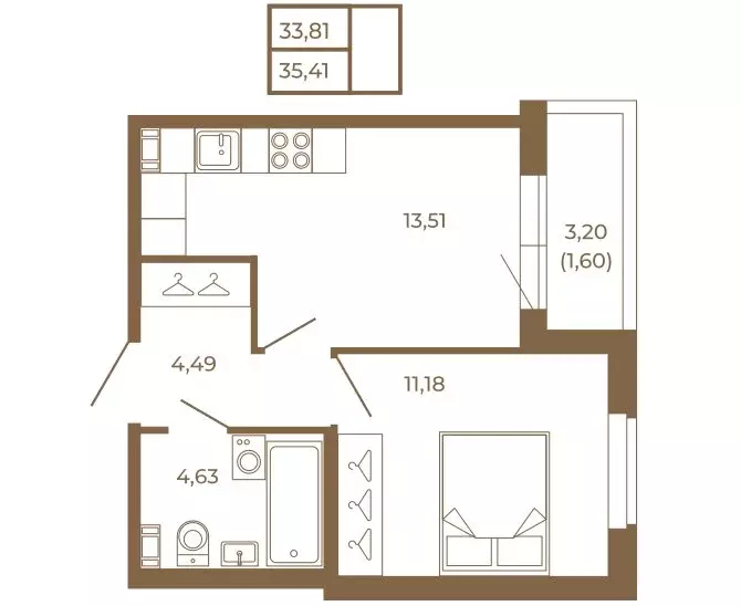 1-комнатная квартира: Сертолово, ЖК Новая История (35.41 м) - Фото 1