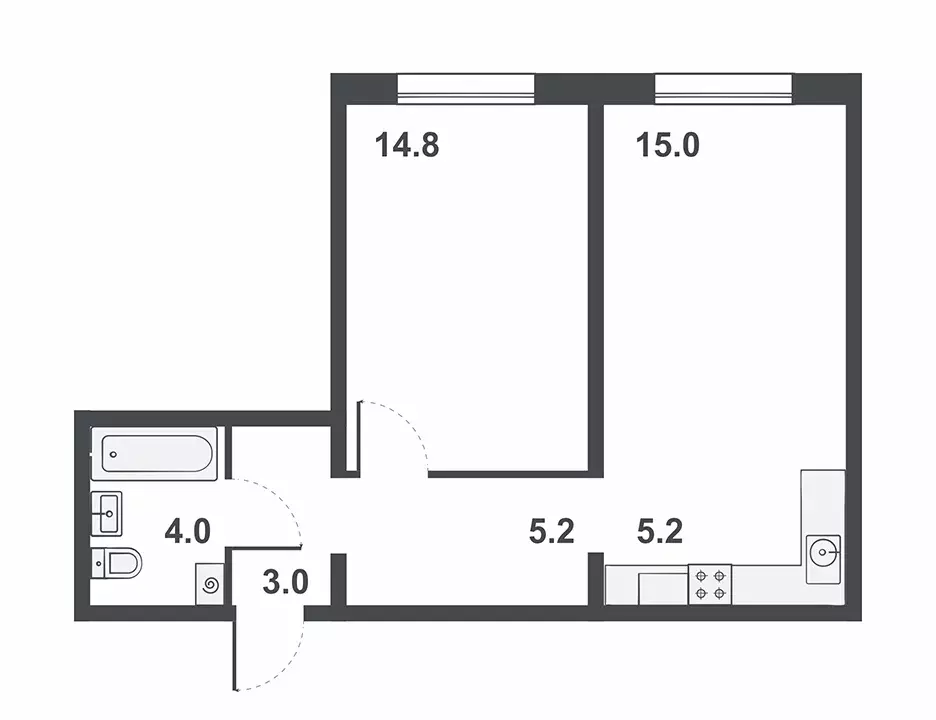 2-к квартира, 47.2 м - Фото 0