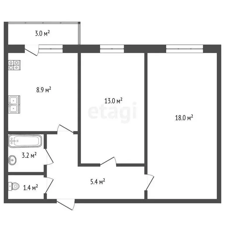 2-комнатная квартира: Стерлитамак, улица Суворова, 6 (50 м) - Фото 0