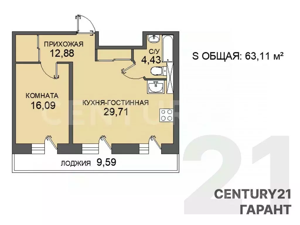 2-к кв. Санкт-Петербург пер. Ипподромный, 1к2 (63.3 м) - Фото 1