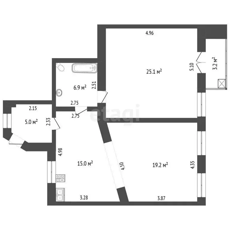 2-комнатная квартира: Евпатория, улица Пушкина, 1 (71.2 м) - Фото 1