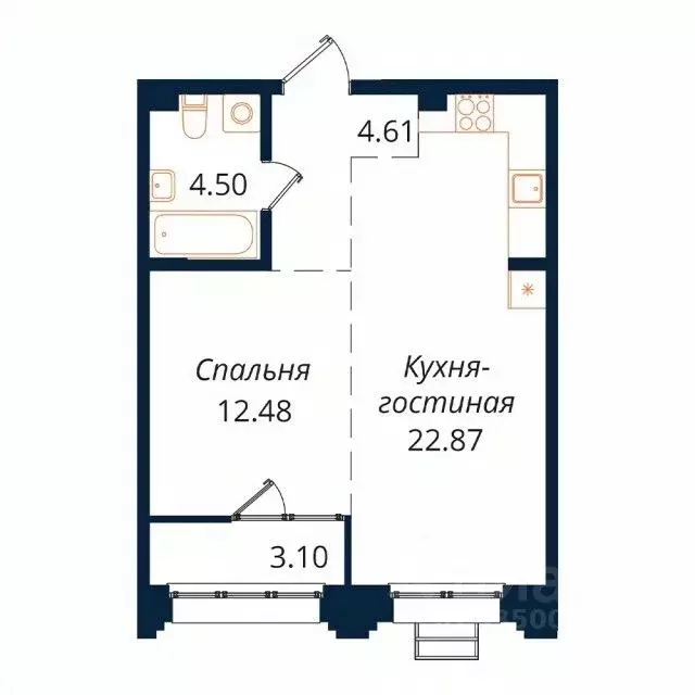 1-к кв. Иркутская область, Иркутск Байкальская ул., 246Б (47.3 м) - Фото 1