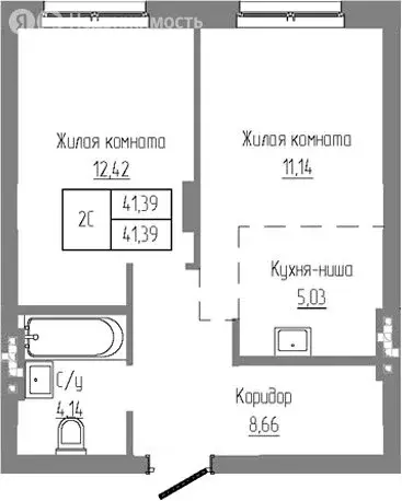 2-комнатная квартира: Новосибирский район, рабочий посёлок Краснообск, ... - Фото 0