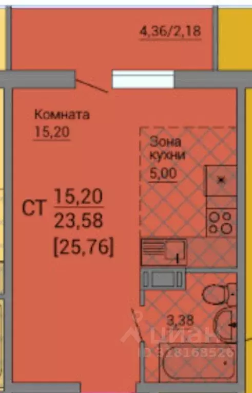 Студия Челябинская область, Челябинск ул. Маршала Чуйкова, 32 (25.76 ... - Фото 1