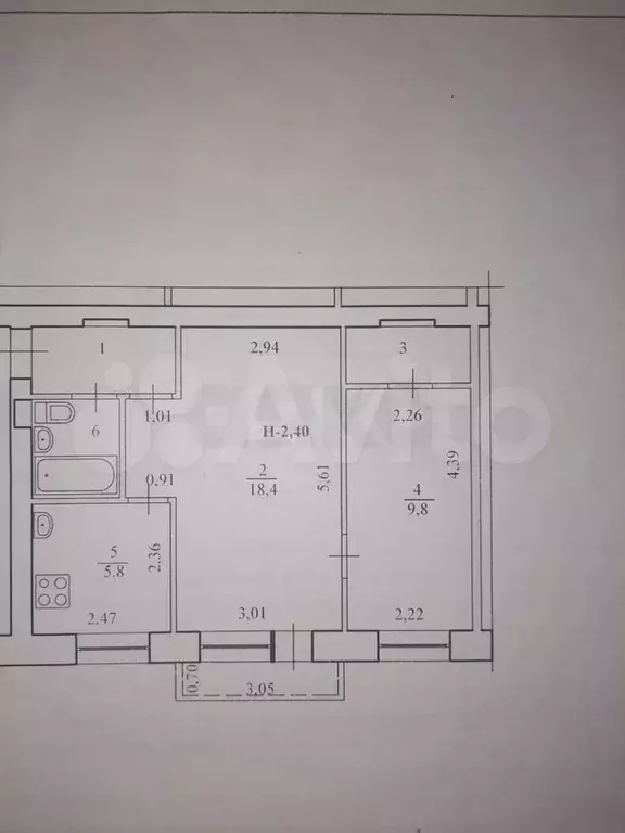 2-к. квартира, 42,8 м, 3/4 эт. - Фото 0