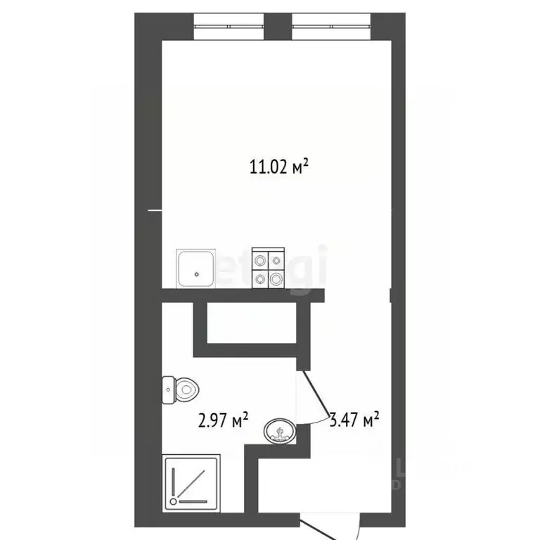 Студия Тюменская область, Тюмень Харьковская ул., 76 (17.46 м) - Фото 2