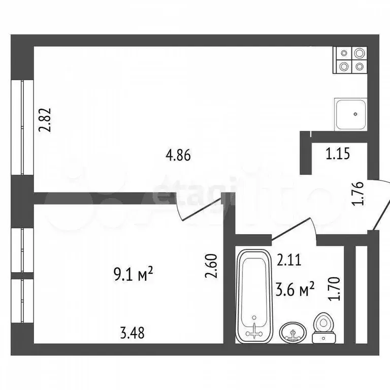 1-к. квартира, 31,6 м, 13/25 эт. - Фото 0