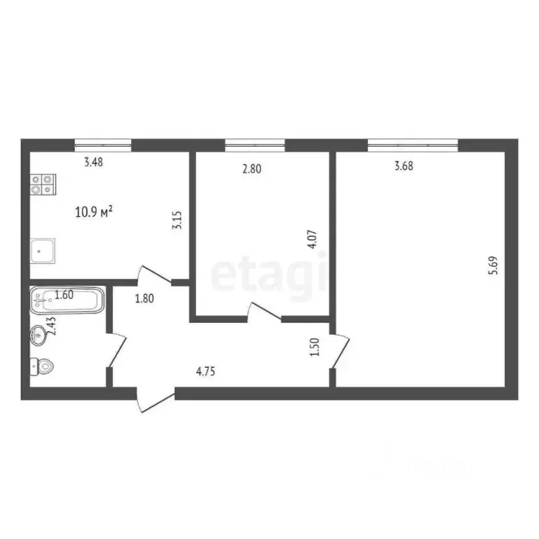 2-к кв. Тюменская область, Нижнетавдинский муниципальный округ, пос. ... - Фото 2