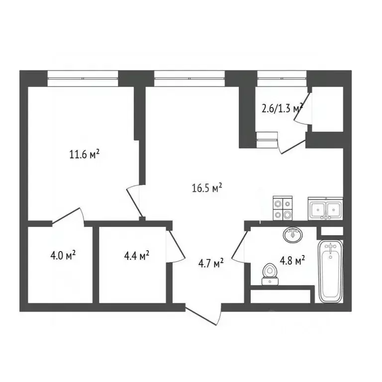 2-к кв. Москва Строительный проезд, 9к1 (47.1 м) - Фото 1