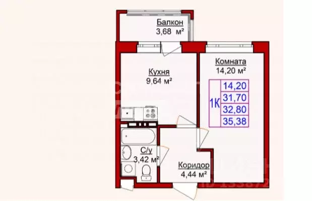 1-к кв. Удмуртия, Ижевск ул. Дарьинская, 4 (35.9 м) - Фото 1