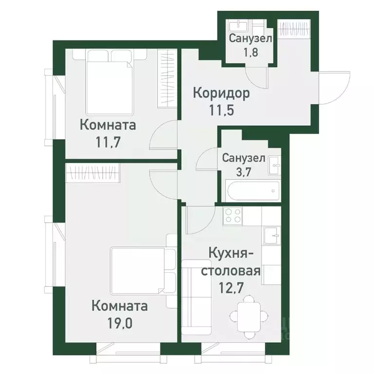 2-к кв. Челябинская область, Челябинский городской округ, пос. ... - Фото 0