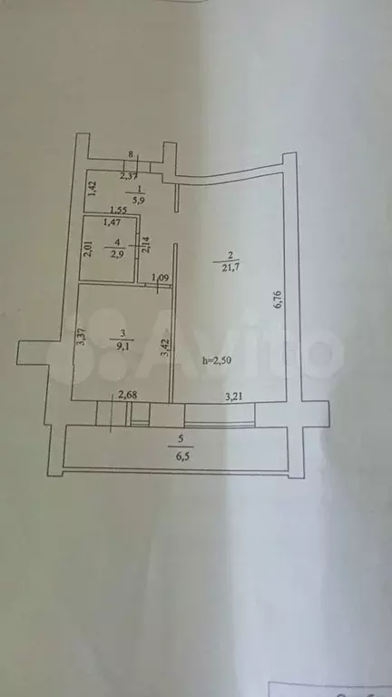 1-к. квартира, 39,8 м, 4/5 эт. - Фото 0