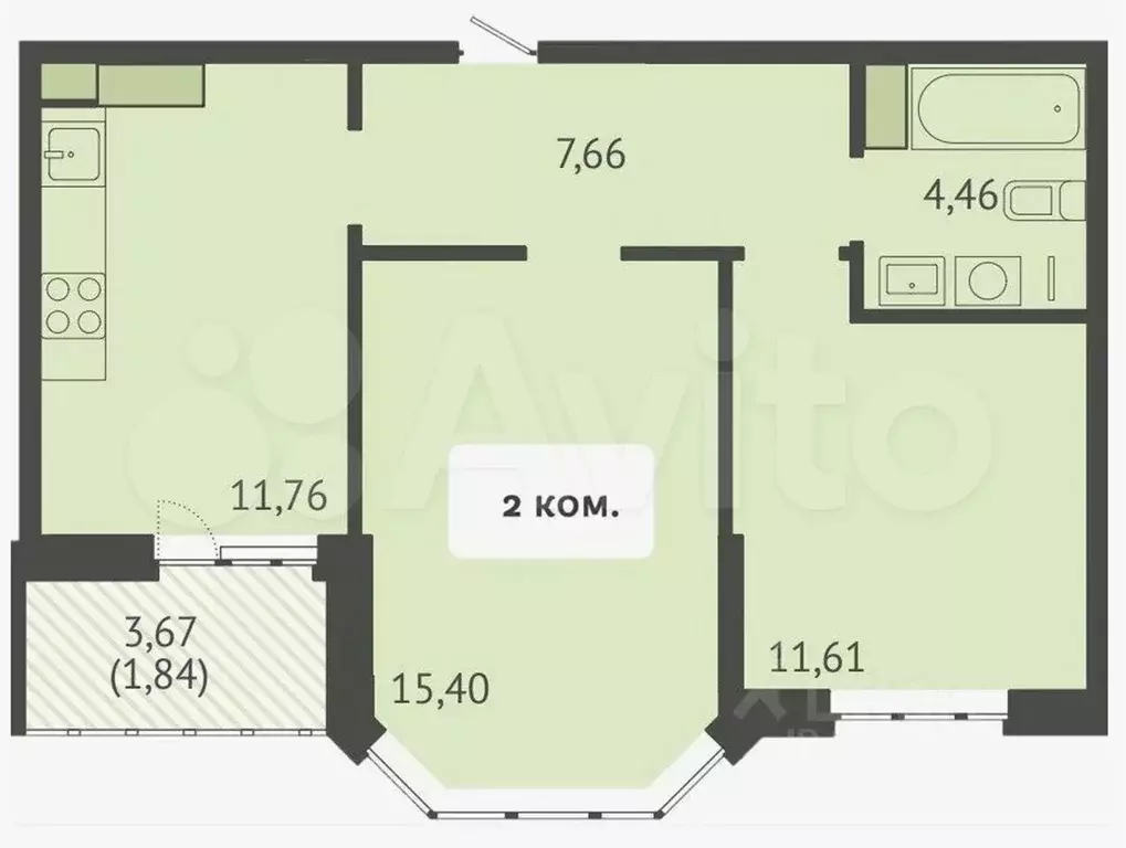 2-к. квартира, 51 м, 16/19 эт. - Фото 1