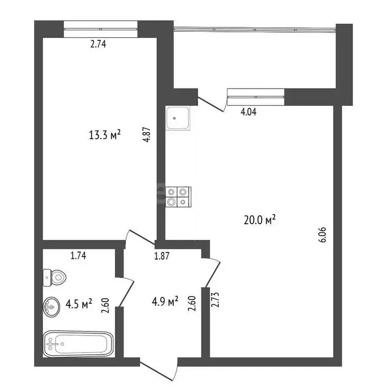 1-комнатная квартира: Тюмень, Линейная улица, 7 (44.5 м) - Фото 0
