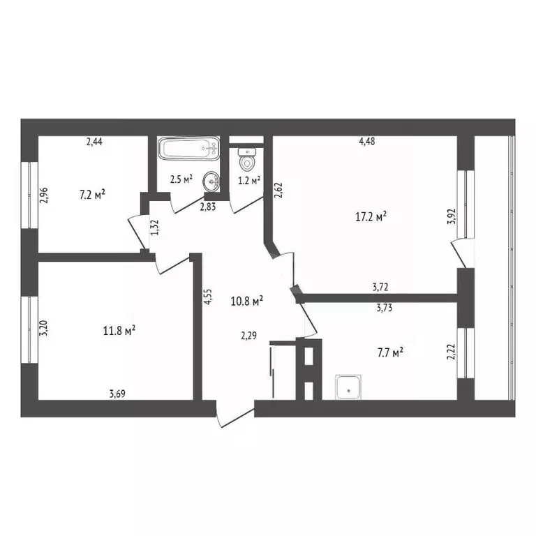 3-к кв. Амурская область, с. Тамбовка ул. Трудовая, 28 (61.6 м) - Фото 1
