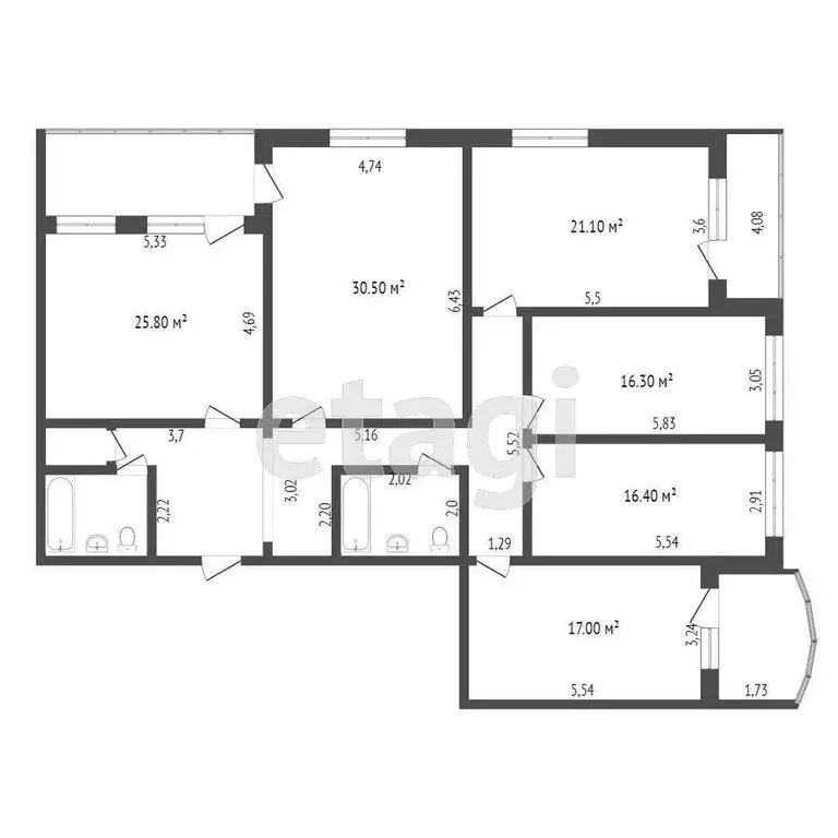 4-комнатная квартира: Тюмень, улица Шиллера, 46к3 (170.7 м) - Фото 1