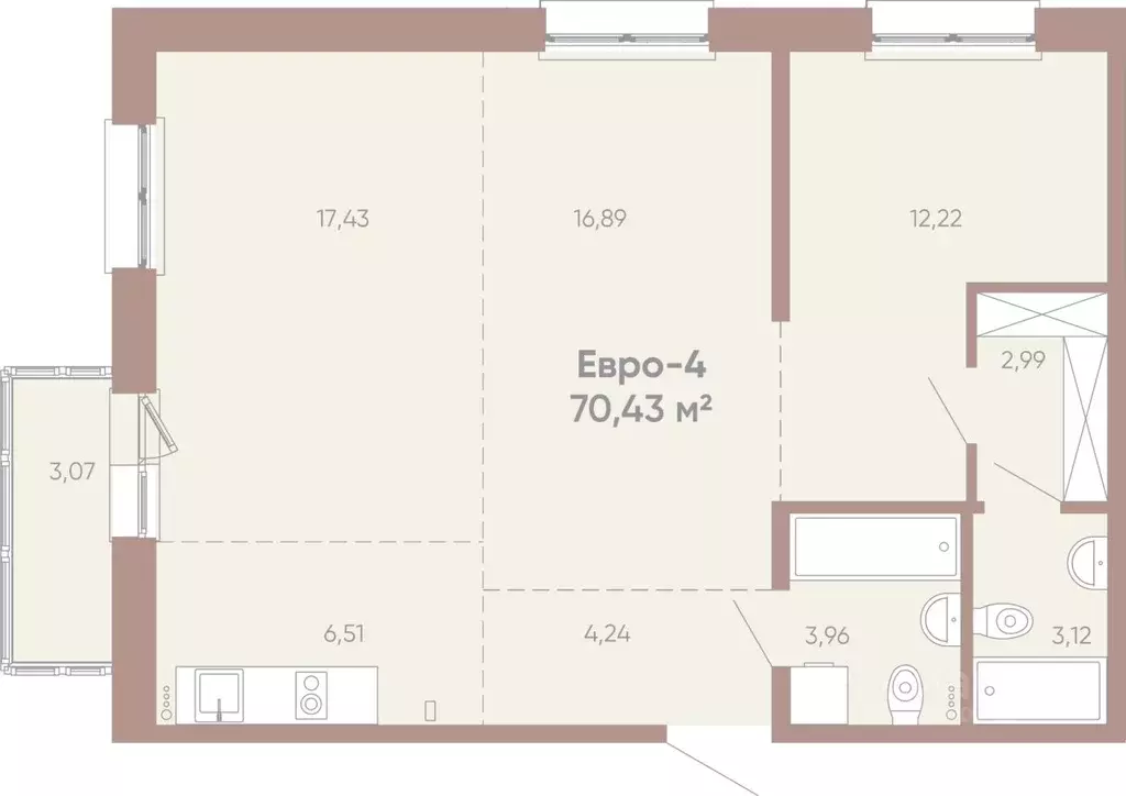 3-к кв. Иркутская область, Иркутск Советская ул., 109/3 (70.43 м) - Фото 1