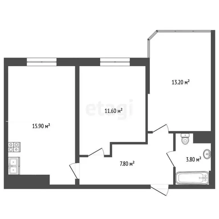 2-комнатная квартира: Анапа, Анапское шоссе, 30к3 (52.3 м) - Фото 1