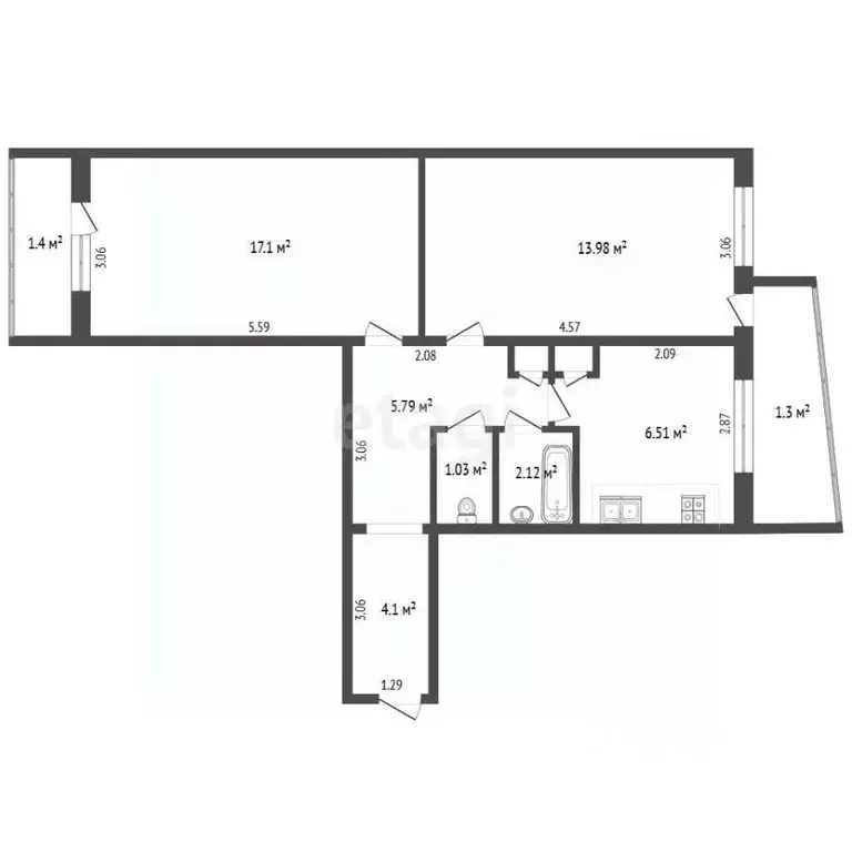 2-к кв. Мордовия, Саранск ул. Коваленко, 9 (51.4 м) - Фото 2