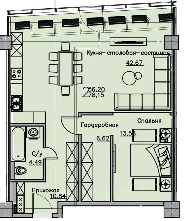 2-к кв. Воронежская область, Воронеж ул. Куколкина, 18 (78.15 м) - Фото 0