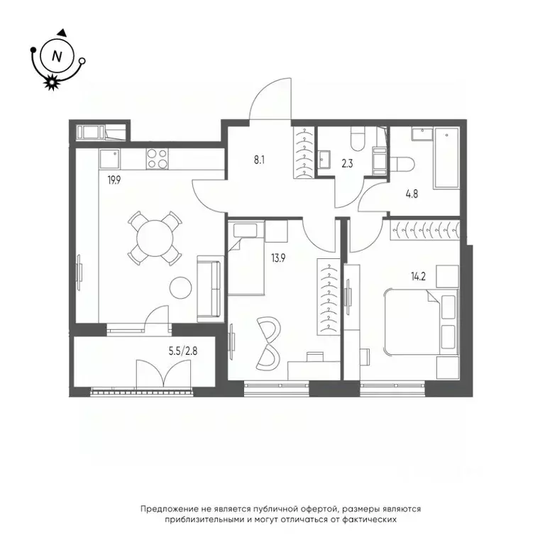 2-к кв. Омская область, Омск Зеленая река мкр, 13 (66.0 м) - Фото 0