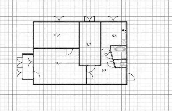 3-к. квартира, 54 м, 2/5 эт. - Фото 1